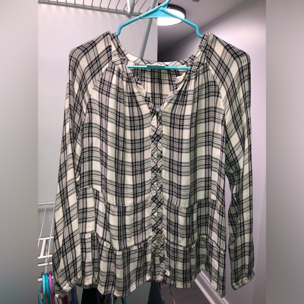 J.Jill Plaid Button Down Shirt xs petite
